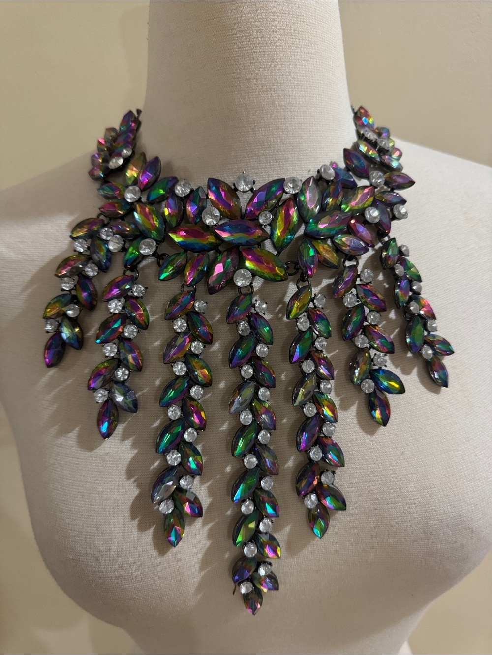 Multicolor Aurora Crystal Statement Necklace - Designer Style